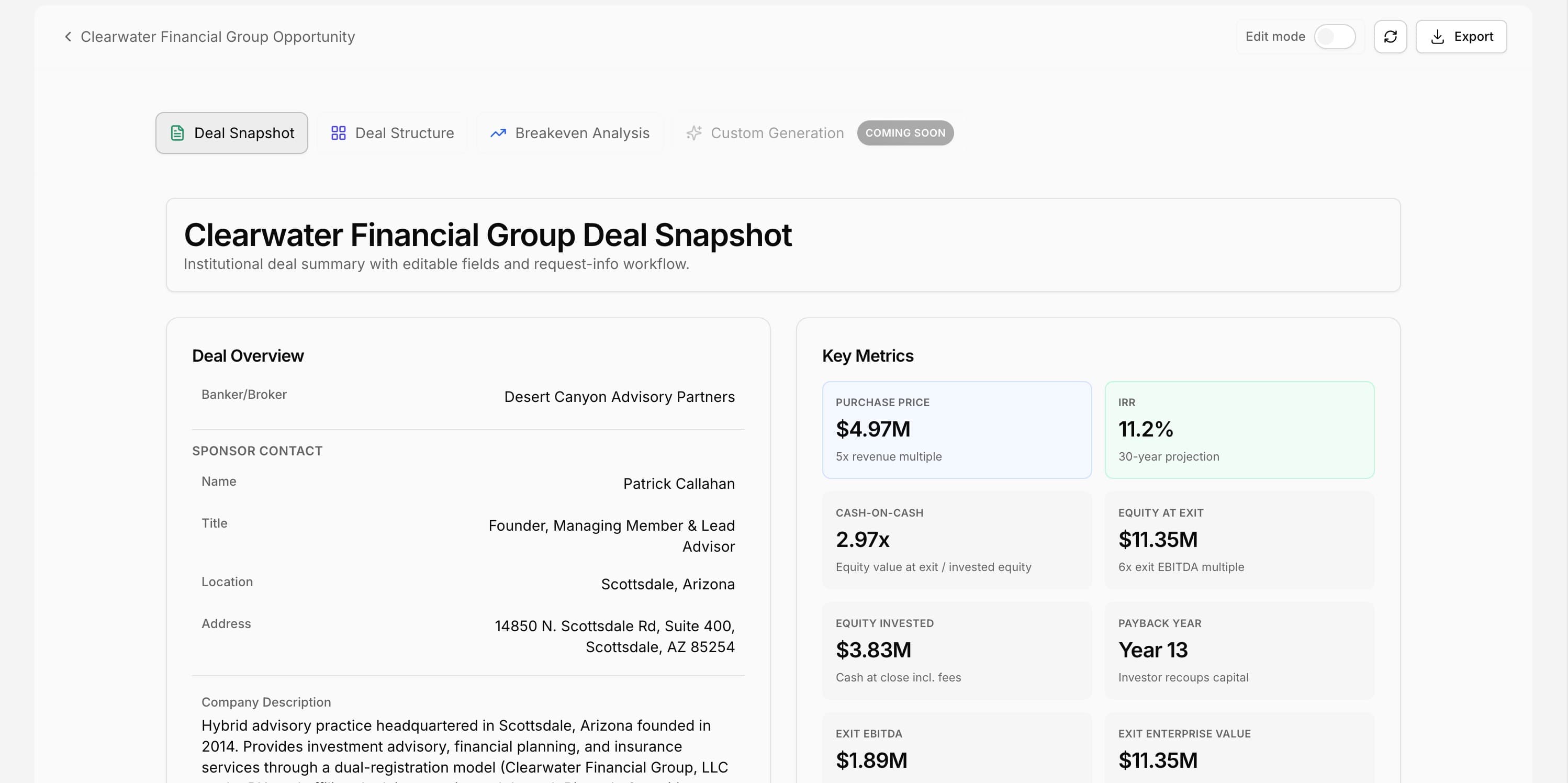 Deal Snapshot